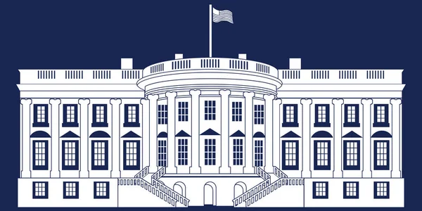 Casa Branca Silhueta Branca Isolada sobre fundo azul. Ilustração vetorial — Vetor de Stock