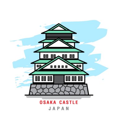 Osaka Kalesi Illustrator. Vektör çizim