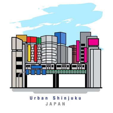 Kentsel Shinjuku Illustrator. Vektör çizim