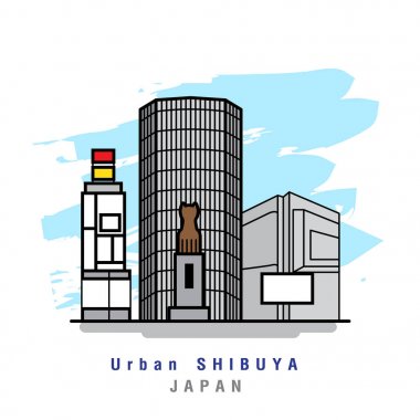 Illustrator kentsel Shibuya. Vektör çizim