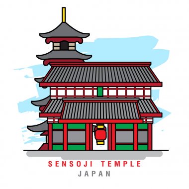 Illustrator Sensoji Tapınağı. Vektör çizim