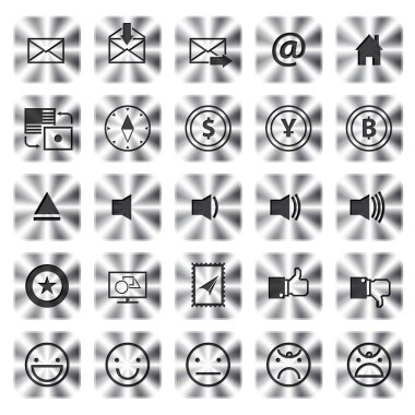 Metalik Icons Set web ve uygulama için iletişim. vektör çizim