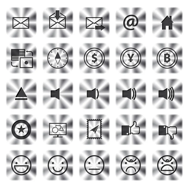 Metalik Icons Set web ve uygulama için iletişim. vektör çizim