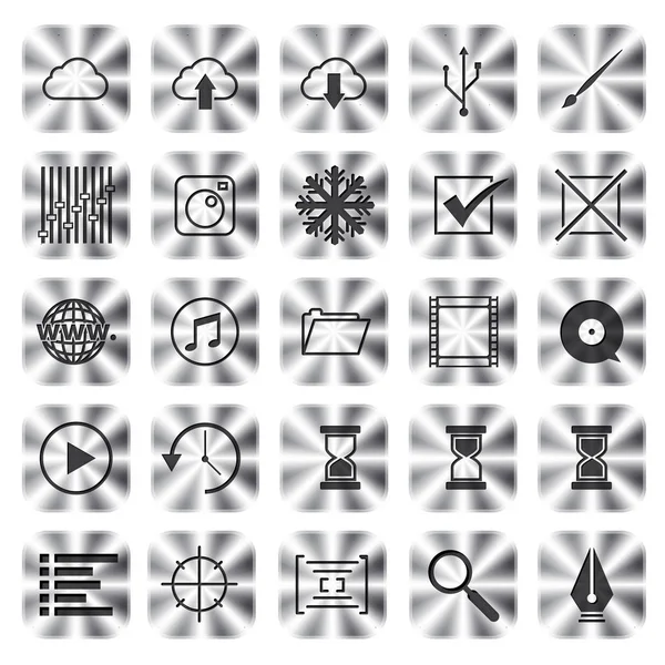 Metalen Icons Set van communicatie voor web en toepassing. vectorillustratie — Stockvector