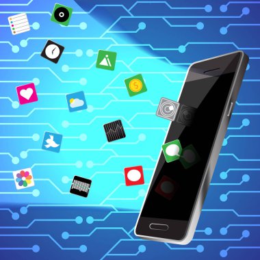 BG mobil teknolojisi ve uygulama. Vektör çizim