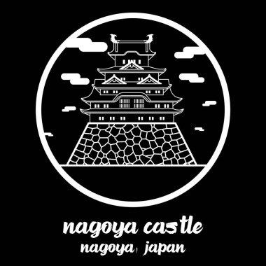 Çember çizgisi Nagoya kalesi. vektör illüstrasyonu