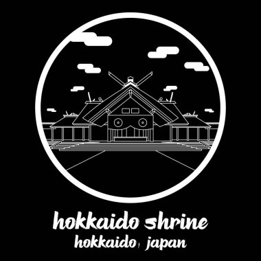 Çember çizgisi Hokkaido Tapınağı. vektör illüstrasyonu
