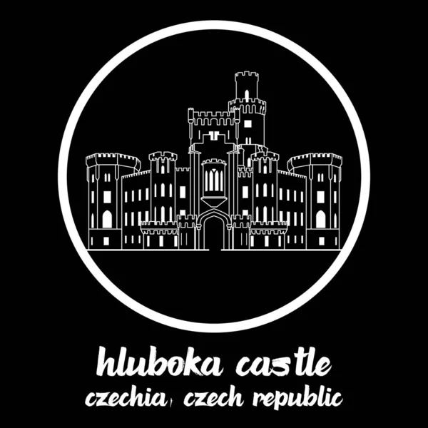 Círculo Icono Línea Castillo Hluboka Ilustración Vectorial — Archivo Imágenes Vectoriales