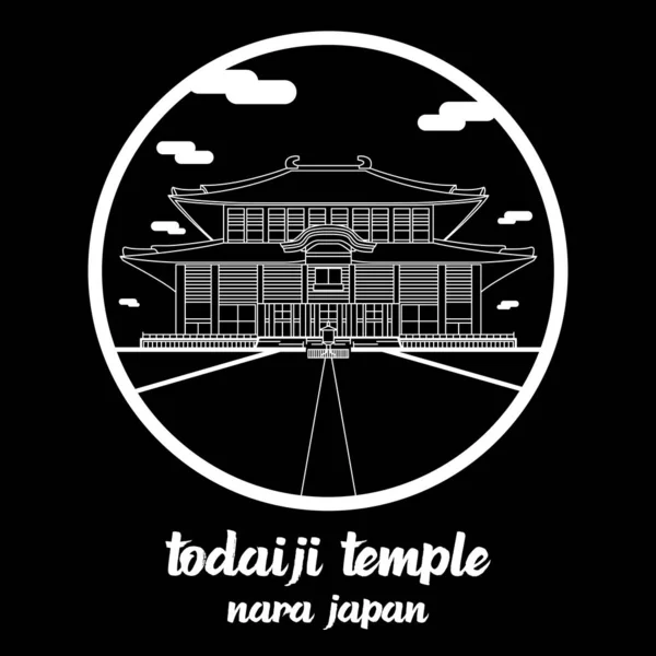 Círculo Icono Línea Todaiji Temple Ilustración Vectorial — Vector de stock