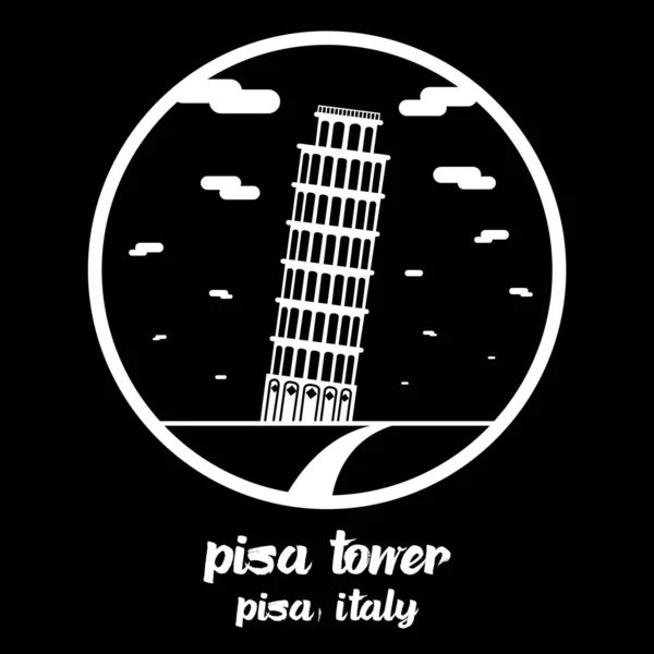 Kör Ikon Vonal Pisa Tower Vektor Illusztráció — Stock Vector