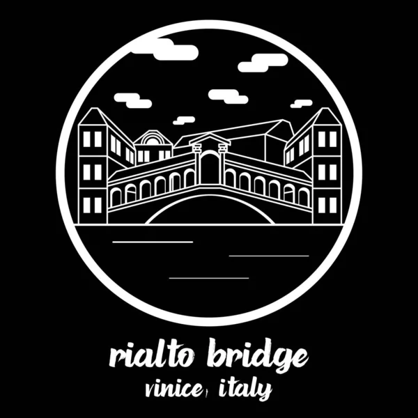 Kör Ikon Vonal Rialto Bridge Vektor Illusztráció — Stock Vector