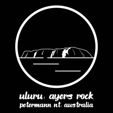 Bangkok, Thailand - 06/30/2019: Uluru ayers sand rock mountain in petermann nt Australia vector line icon. clipart