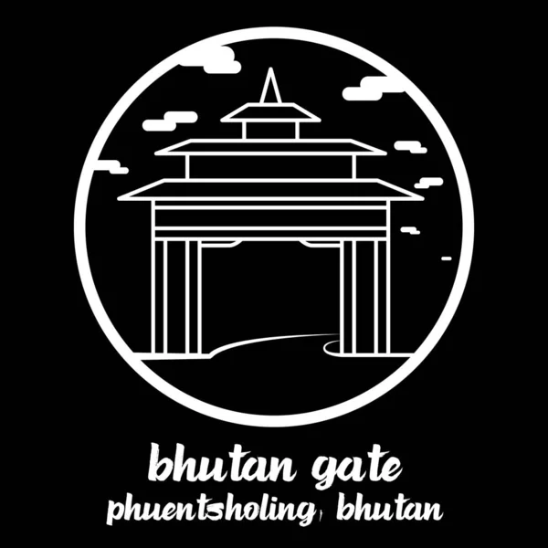 Círculo Ícone Linha Bhutan Gate Ilustração Vetorial —  Vetores de Stock