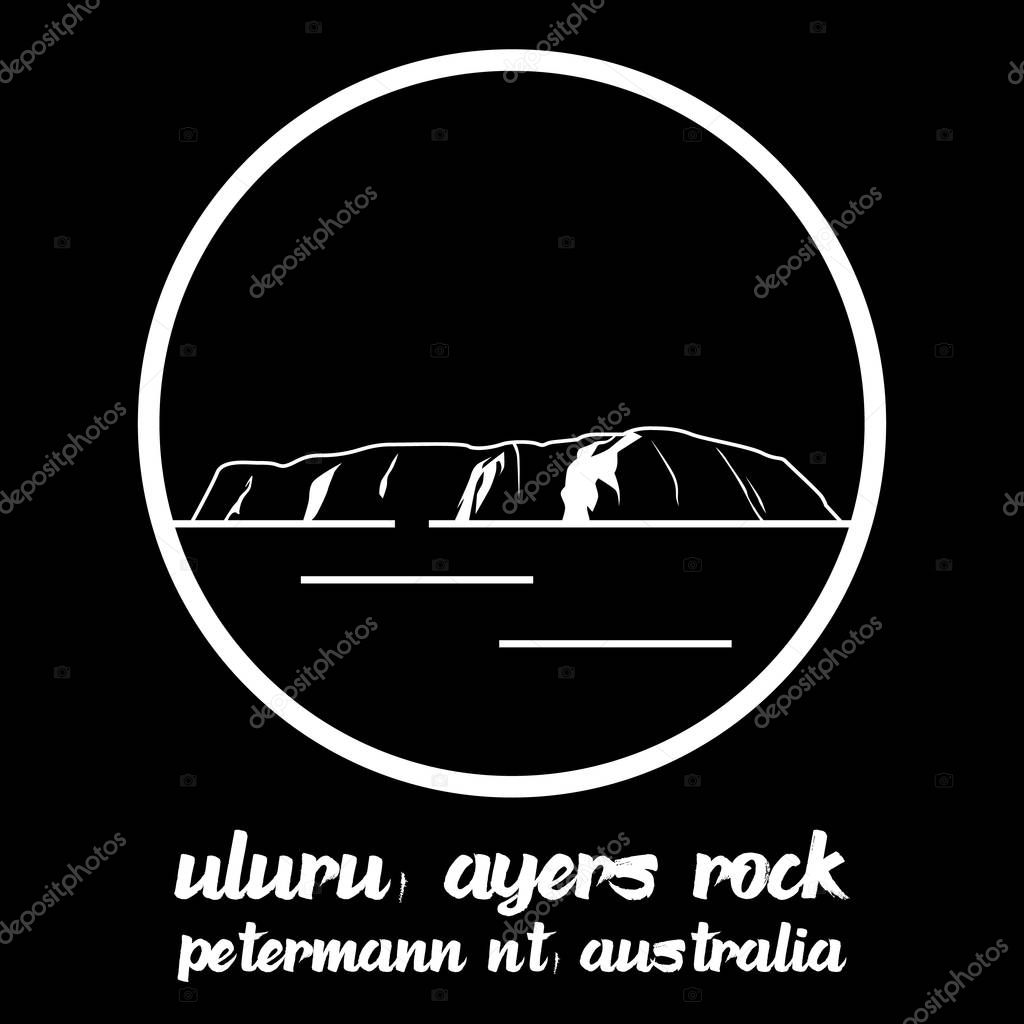 Bangkok, Thailand - 11/18/2019: Uluru ayers sand rock mountain in petermann nt Australia vector line icon.