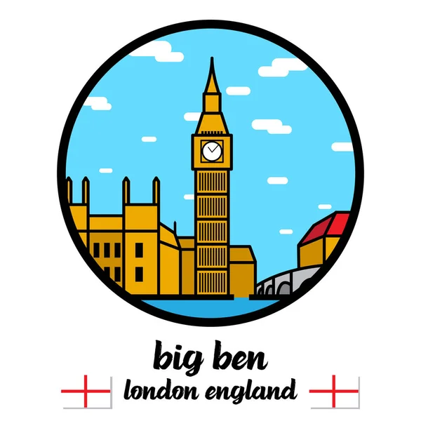 Krąg Ikona Big Ben Ilustracja Wektora — Wektor stockowy