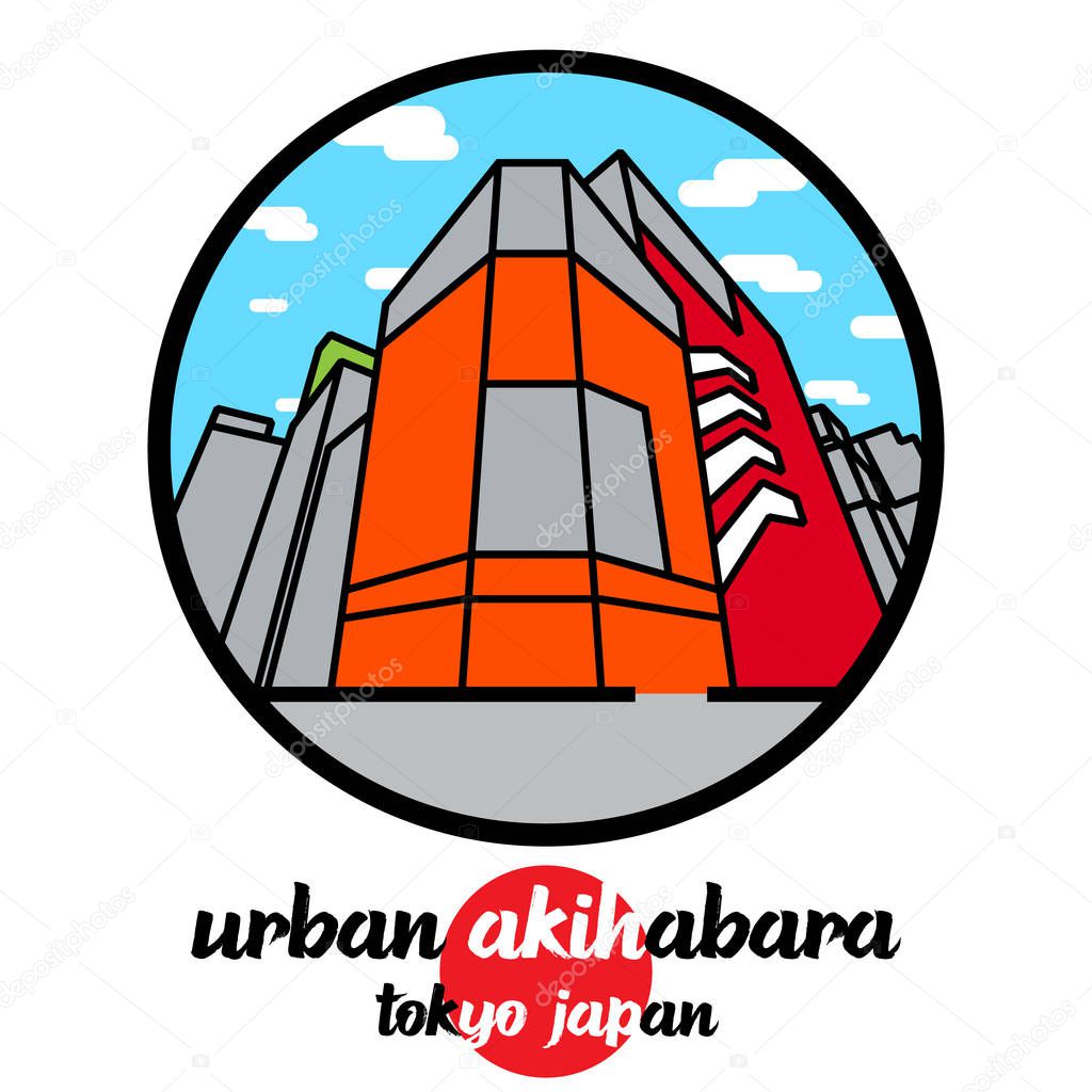 Circle icon urban Akihabara. vector illustration