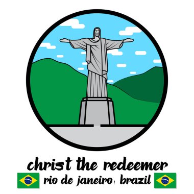 Rio de Janeiro vektör çizgisi simgesindeki İsa Heykeli 'nin Çember simgesi.