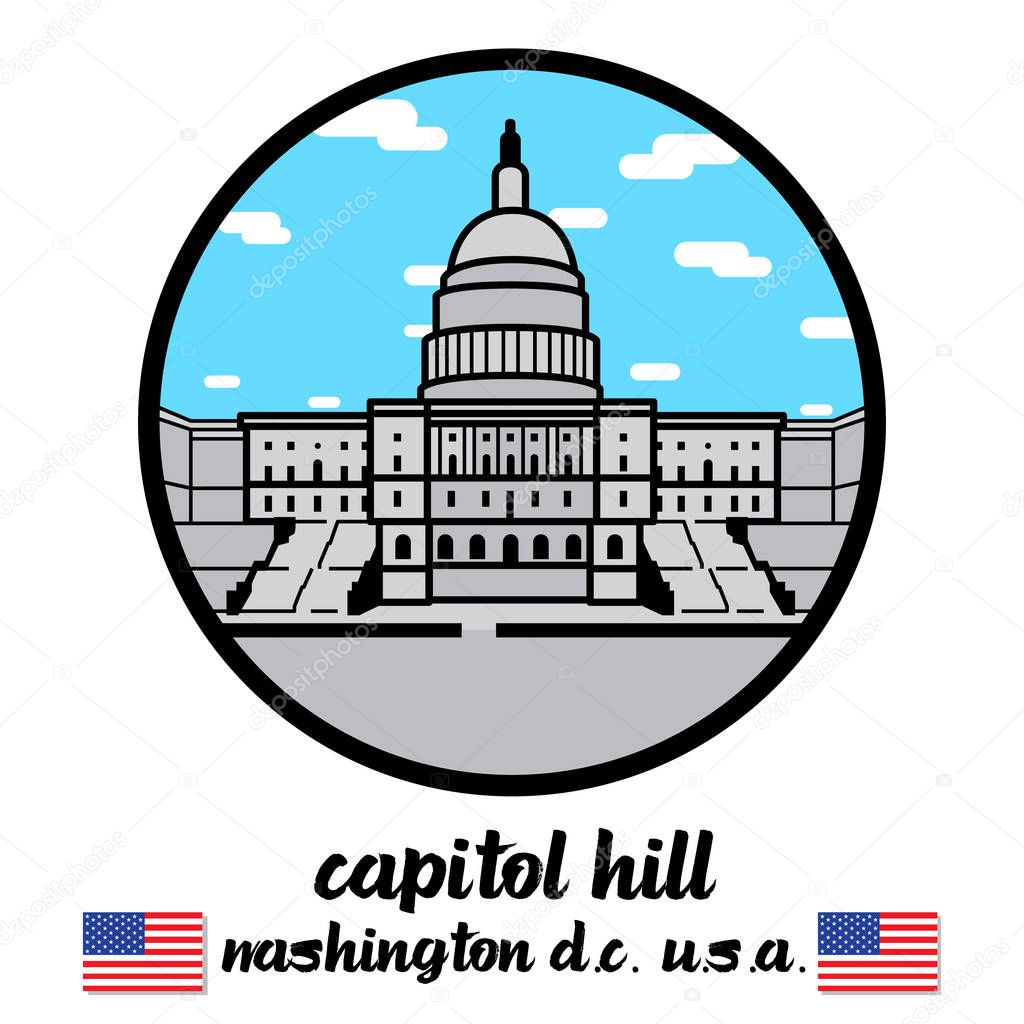 Circle Icon Capitol hill. vector illustration