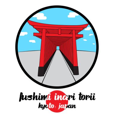 Çember simgesi Fushimi Inari Torii. vektör illüstrasyonu