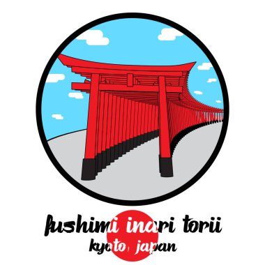 Çember simgesi Fushimi Inari Torii. vektör illüstrasyonu