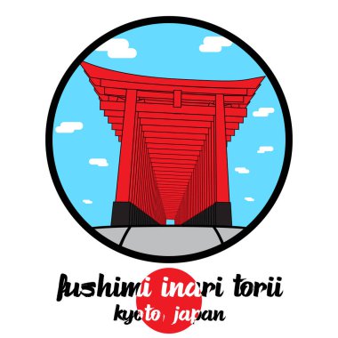 Çember simgesi Fushimi Inari Torii. vektör illüstrasyonu