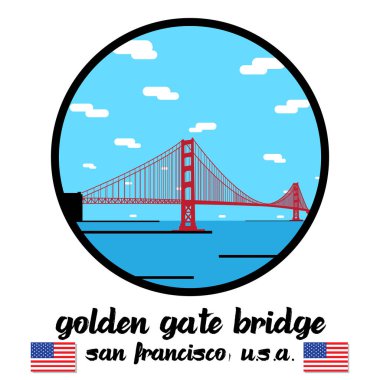 Simge Altın Kapı Köprüsü 'nü çember yapın. vektör illüstrasyonu
