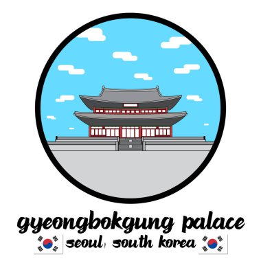Çember simgesi Gyeongbokgung Sarayı. vektör illüstrasyonu