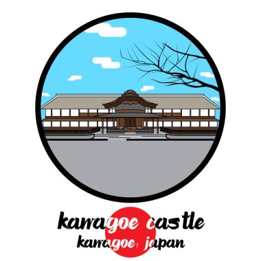 Çember simgesi Kawagoe Kalesi. vektör illüstrasyonu