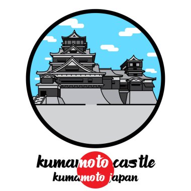 Çember simgesi Kumamoto Kalesi. vektör illüstrasyonu