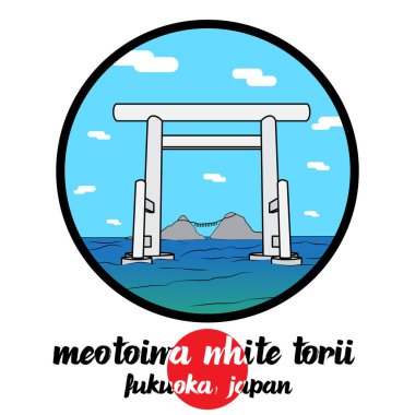 Çember simgesi Meotoiwa White Torii. vektör illüstrasyonu