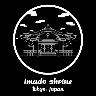 Simge hattı Imado Tapınağı 'nı çember yapın. vektör illüstrasyonu