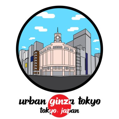 Tokyo Japonya ikonunda halka simgesi Urban Ginza. vektör illüstrasyonu