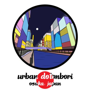 Çember simgesi Urban Dotonbori. vektör illüstrasyonu