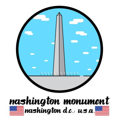 Icon Washington Anıtı 'nı çember yapın. vektör illüstrasyonu