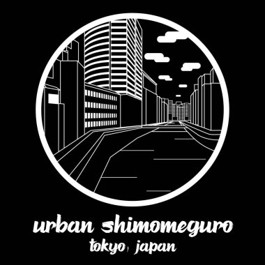 Simge Hattı Urban Shimomeguro 'yu çember yapın. Vektör illüstrasyonu