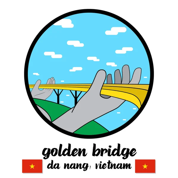 ダナンベトナムのサークルアイコンゴールデンブリッジ アイコンベクトルイラスト — ストックベクタ