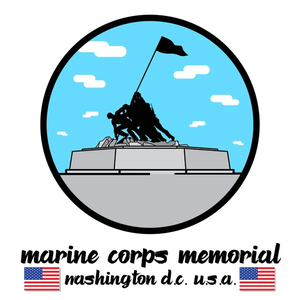 Circle Icon Statue Marine Corp Memorial Washington Usa Значок Вектора — стоковый вектор