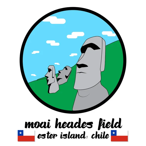 Icona Del Cerchio Moai Heades Field Illustrazione Vettoriale — Vettoriale Stock