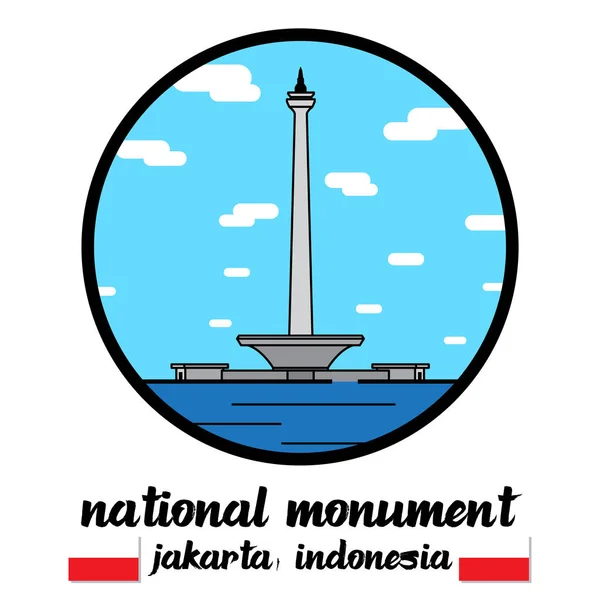 Kreis Ikone Nationaldenkmal Indonesiens Symbolvektorabbildung — Stockvektor