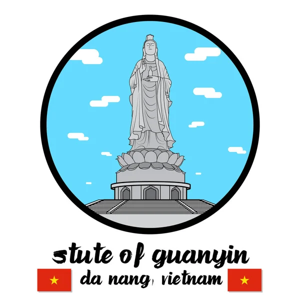 Circle Icon Stute Guanyin Vector Illustration — Stock Vector