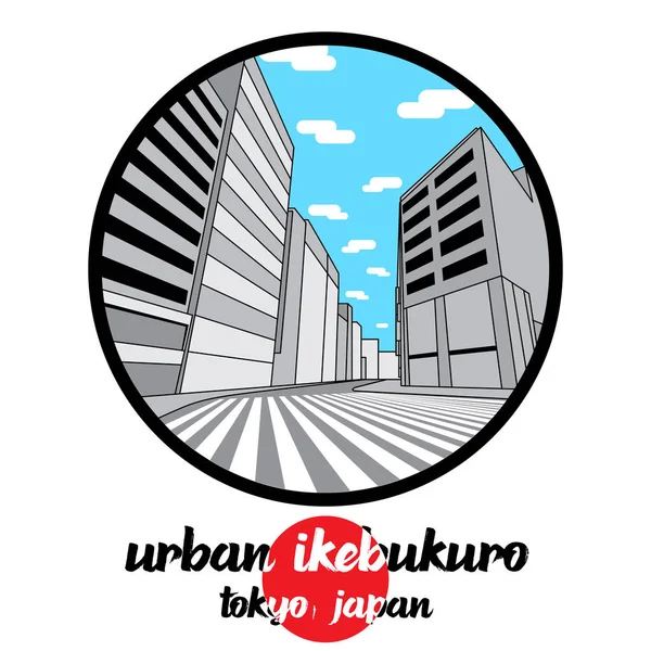 Круглая Икона Городского Икэбукуро Векторная Иллюстрация — стоковый вектор