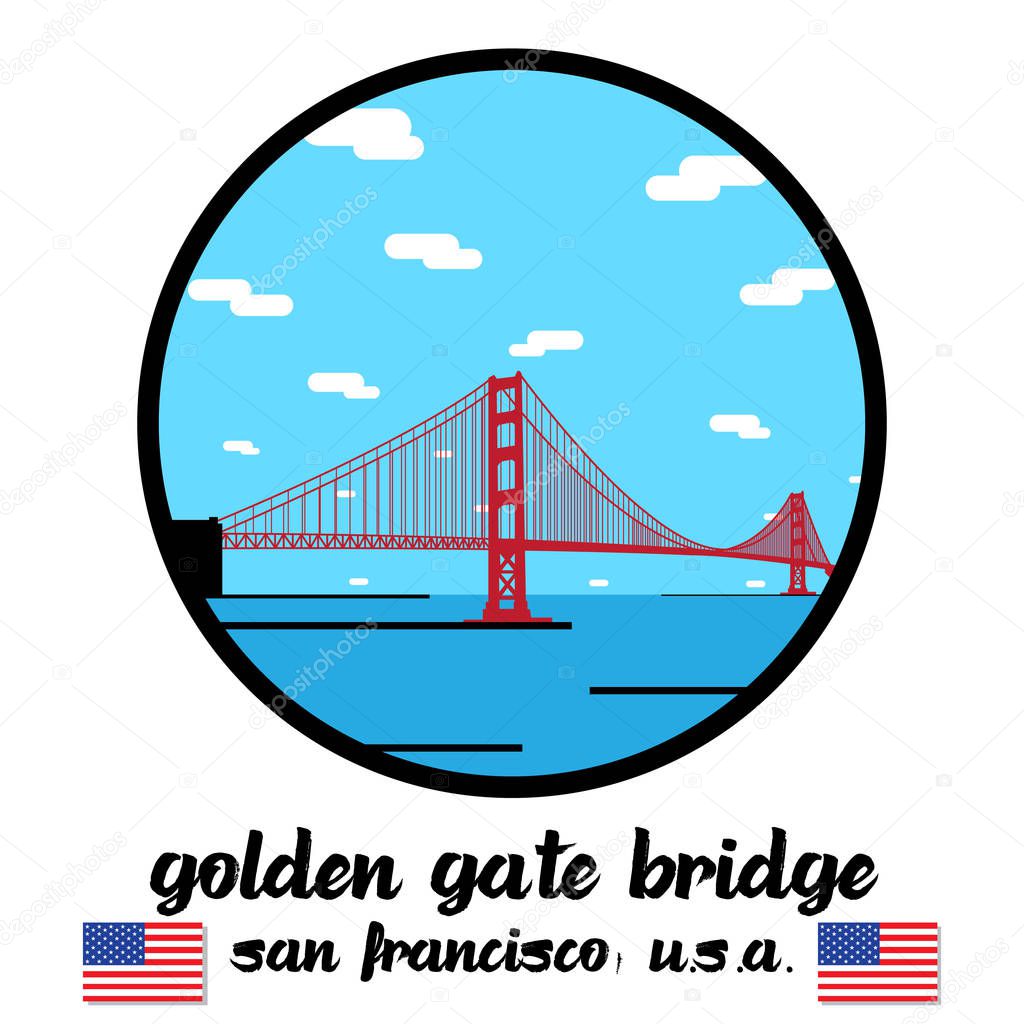 Circle Icon Golden Gate Bridge. vector illustration