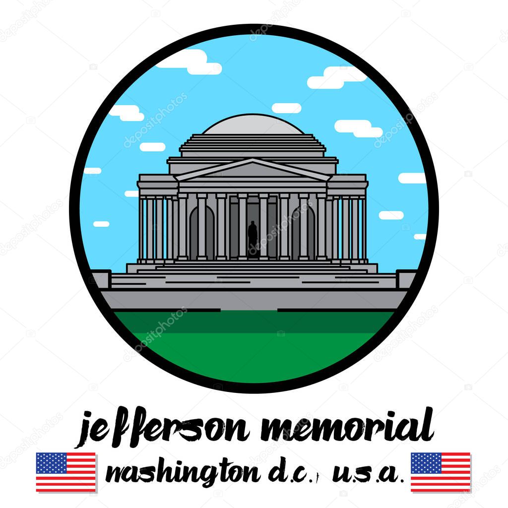 Circle Icon jefferson memorial.vector illustration