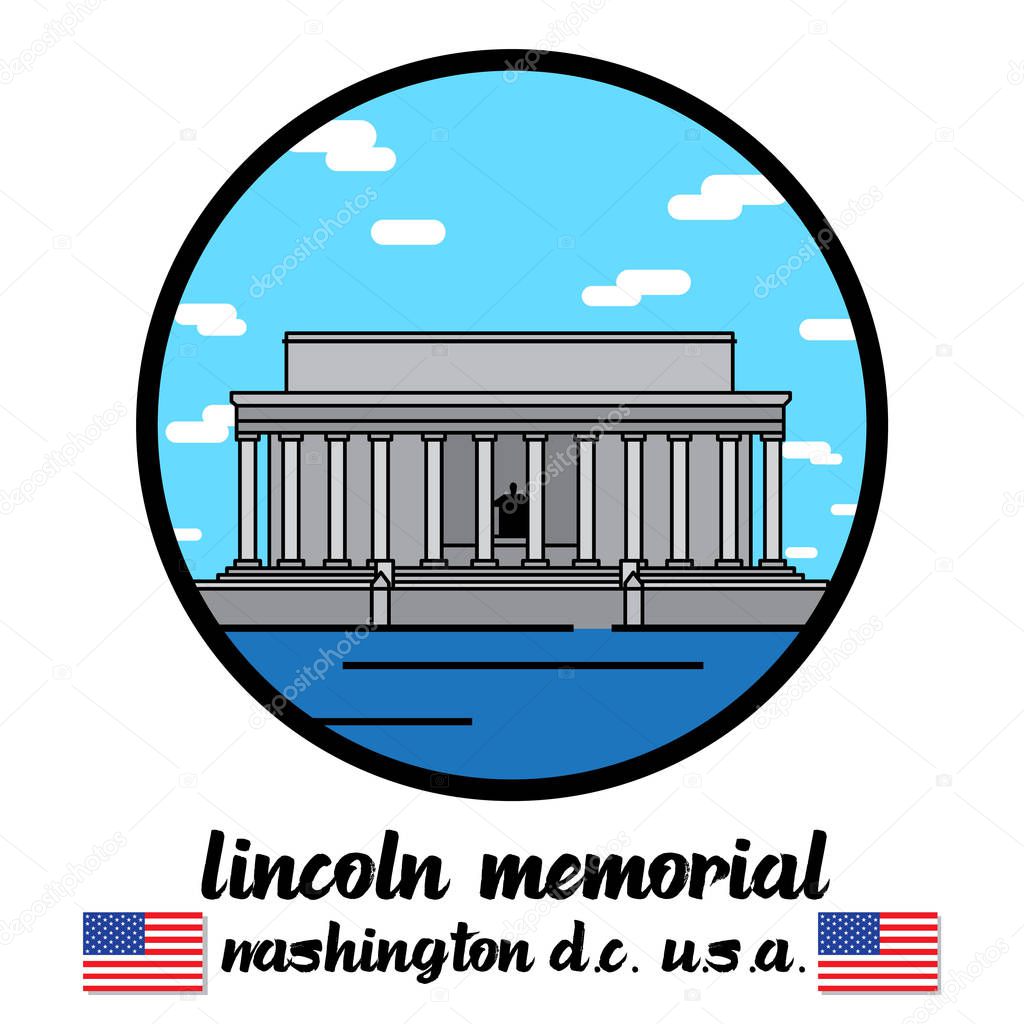 Circle Icon Lincoln Memorial. vector illustration