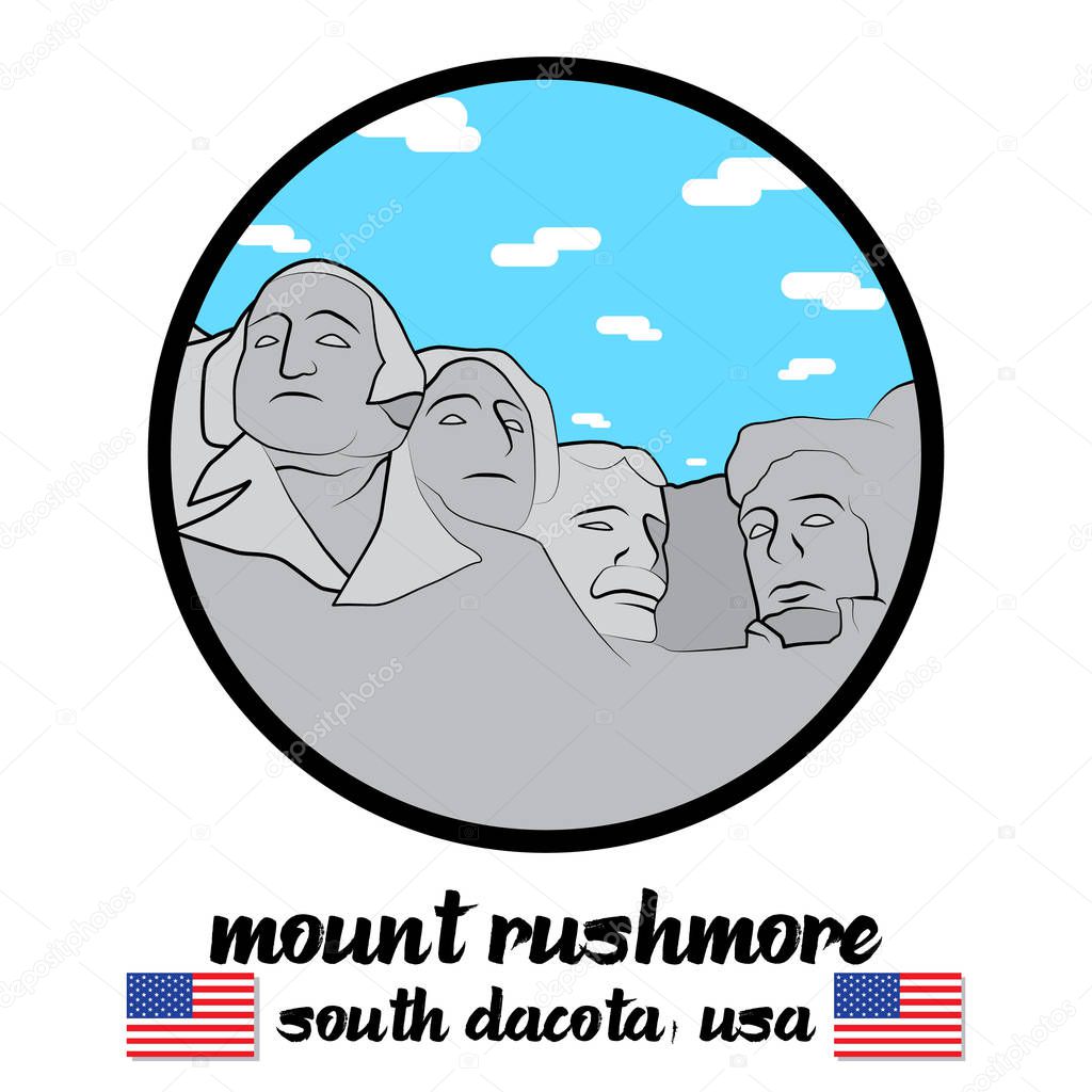 circle icon mount rushmore. vector illustration