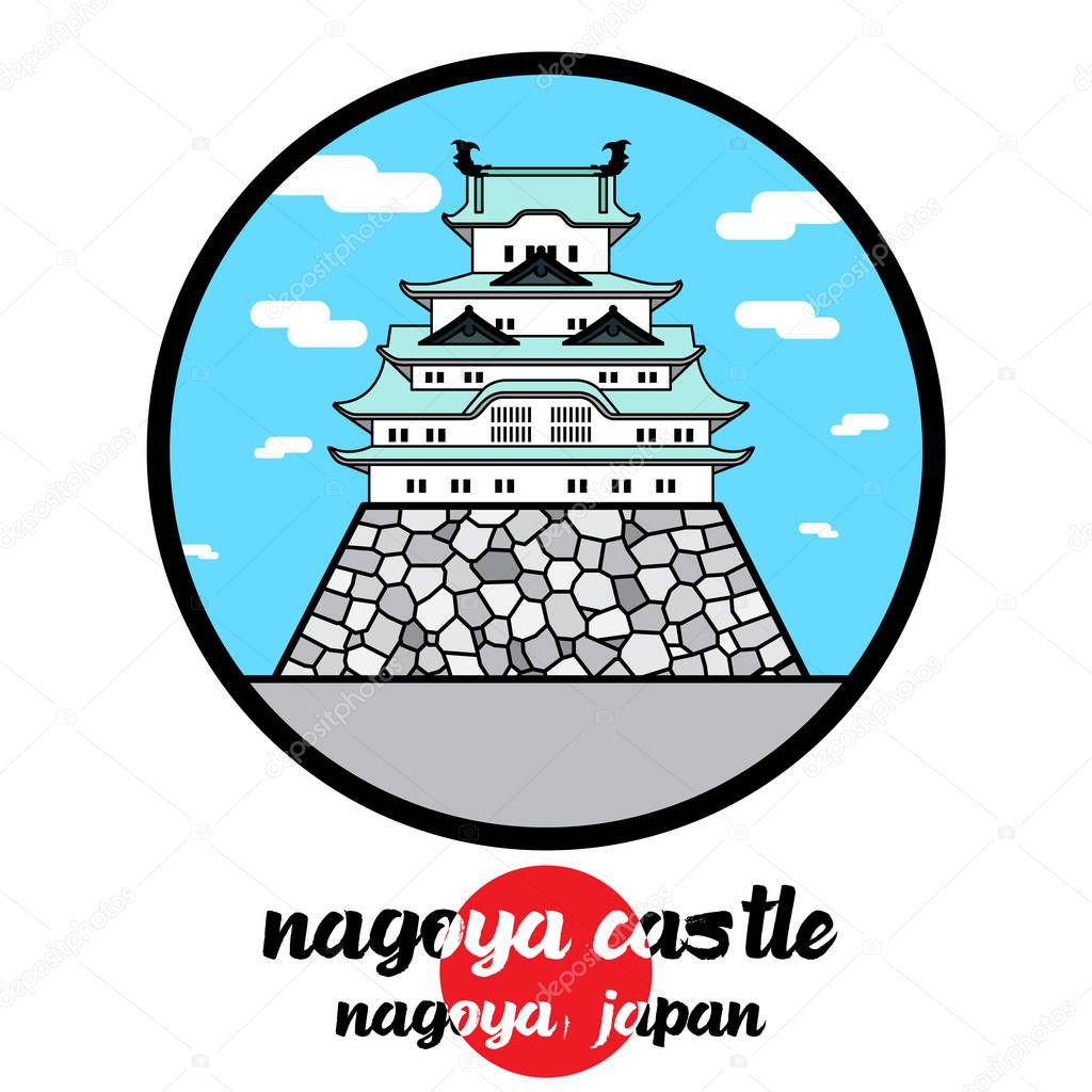 Circle icon Nagoya castle. vector illustration