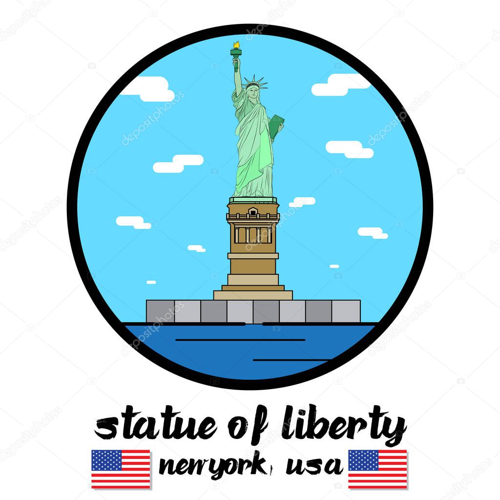 Circle icon Statue of Liberty. vector illustration