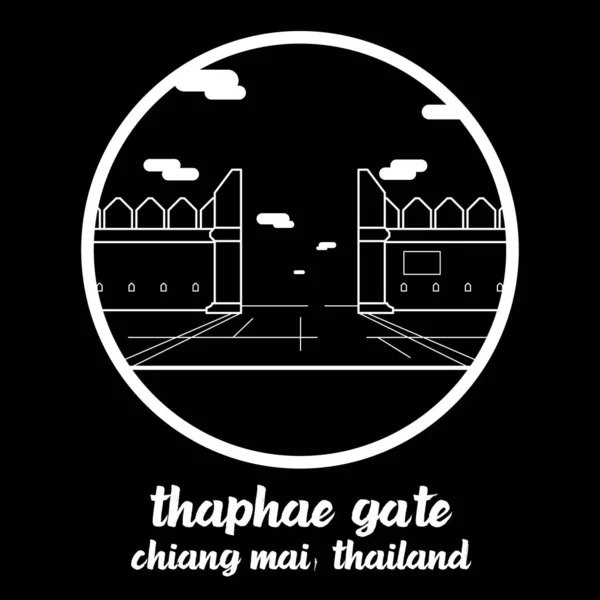 Kreissymbollinie Thaphae Gate Vektorillustration — Stockvektor