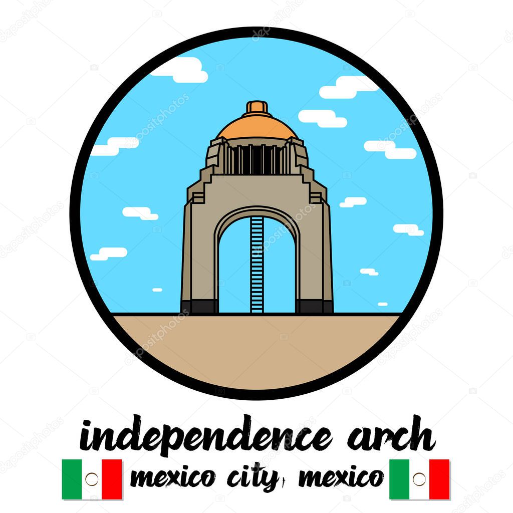 Circle Icon Independence Arch Mexico. Vector illustration