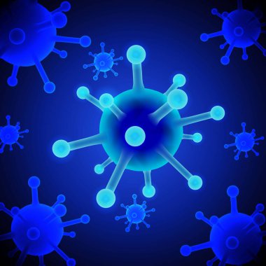 Virüs mavi arkaplanda. vektör illüstrasyonu